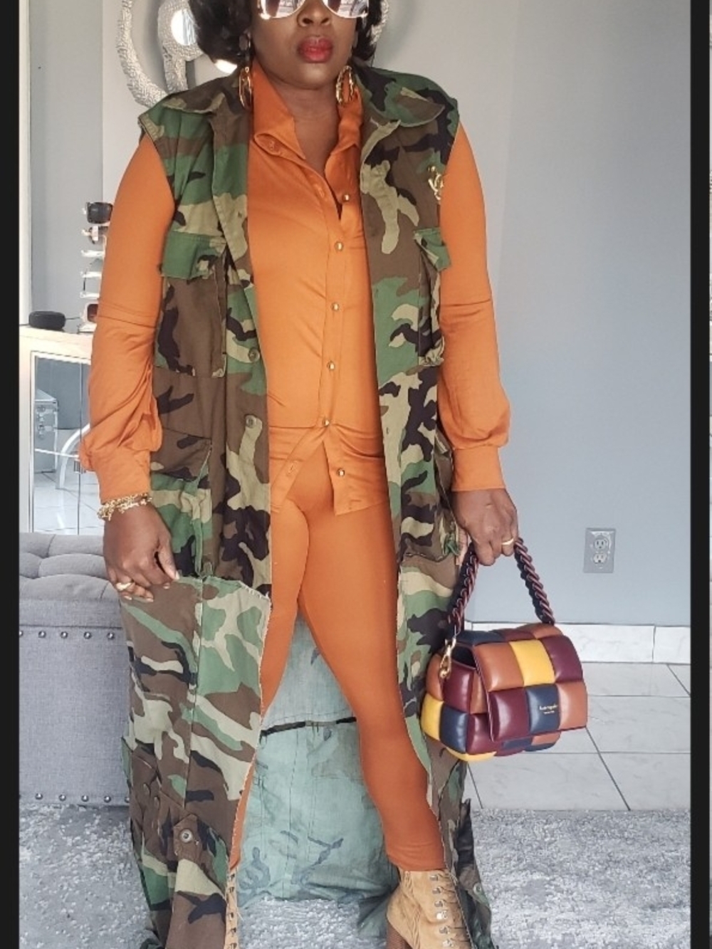 Custom Camouflage Maxi Utility Vest - Green/Brown Camouflage
